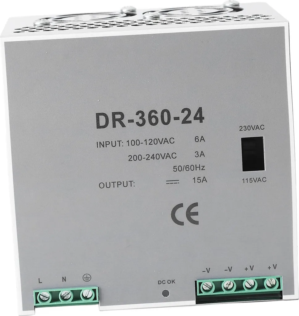 Alimentation 360W stable contre les chutes de tension sur rail DIN