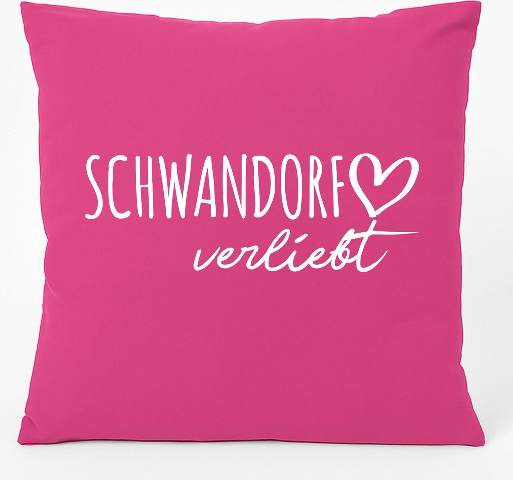 Huuraa Kissen Schwandorf verliebt 40x40cm mit Füllung Fuchsia Baumwolle Dekokissen Geschenkidee