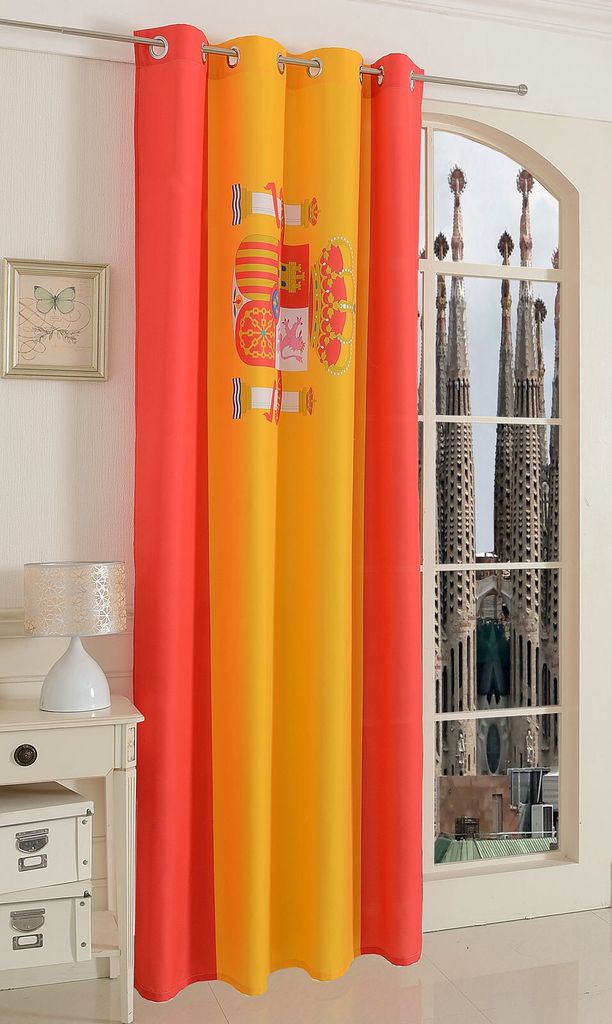 Gardine Vorhang Ösenschal Spanien Flagge 245x140 Fußball Fan Flag Banner Landesfarben, 20360