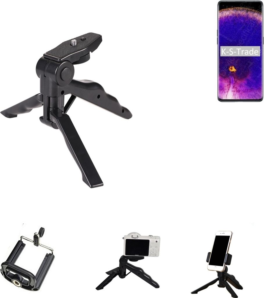 K-S-Trade Stativ Tisch-Ständer Dreibein Handy-Stativ Ständer kompatibel mit Oppo Find X5 Pro Mini-Stativ Smartphone Tripod Handy-Stativ aus Plastik