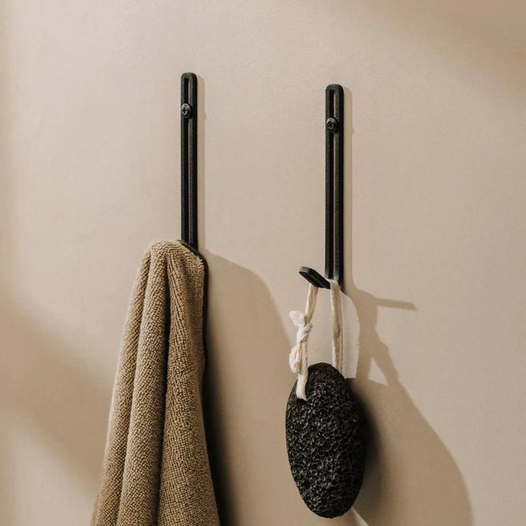 3er-Set Haken aus Edelstahl | Variante zum Kleben oder Schrauben | schlankes Design mit 4 Farben | von Fink MALMO, Farbe:Schwarz, Ausführung:Zum K...