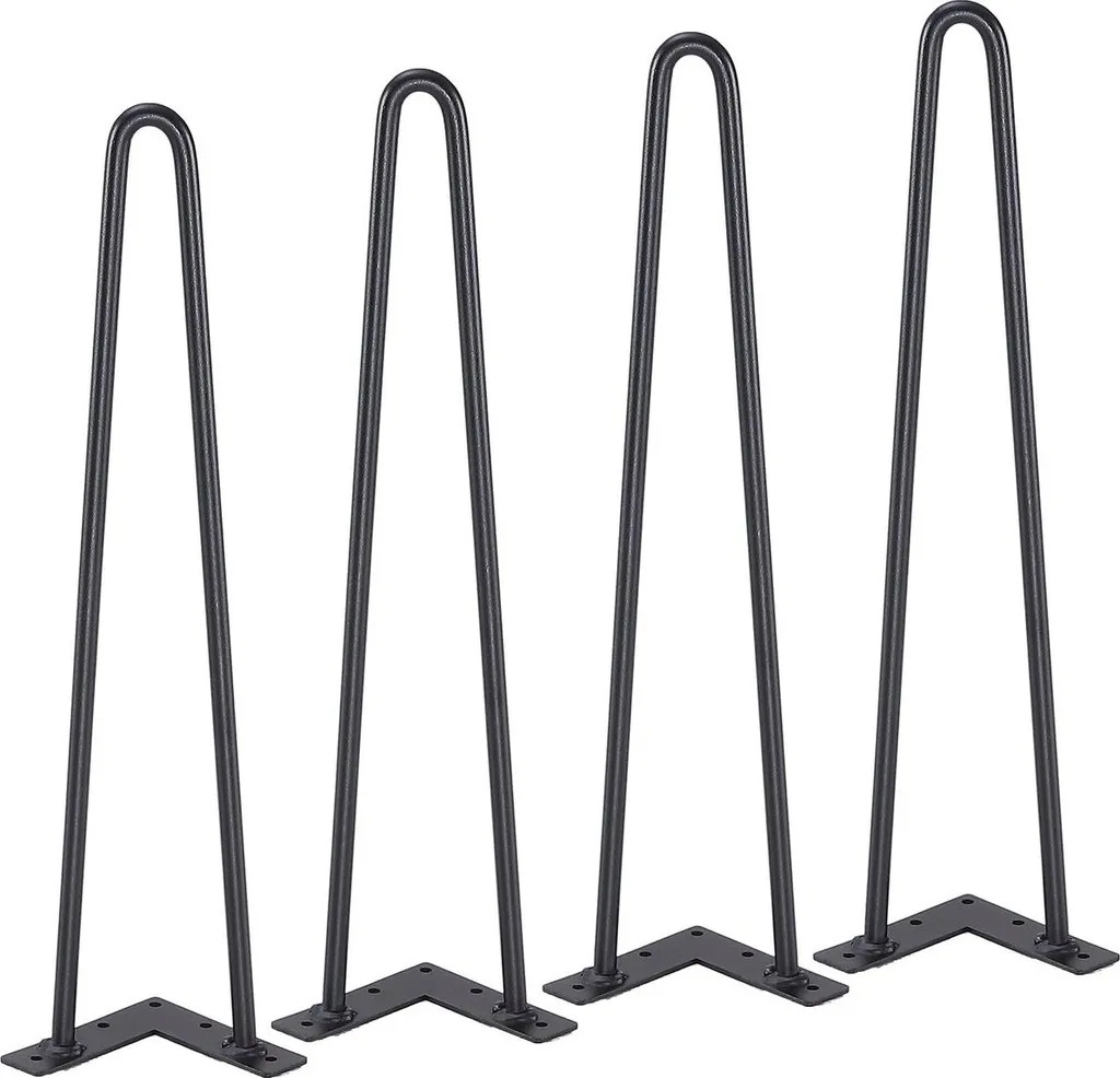 Set 4 Piedini Metallo a Forcina 482,6 mm - Gambe Nere per Arredo DIY