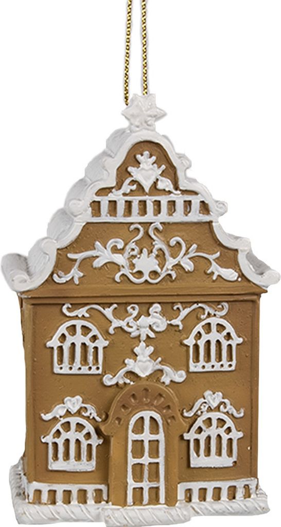 Clayre & Eef Weihnachtsanhänger Lebkuchenhaus 6x4x9 cm Produktbild 