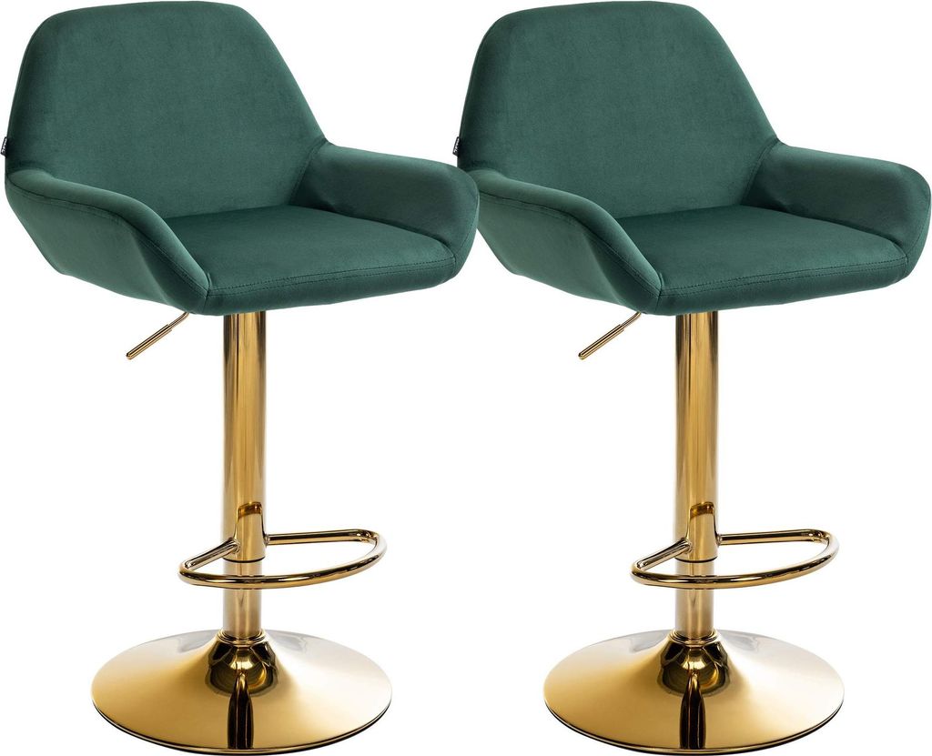 2er Set Barhocker Braga Gold Samt - blau