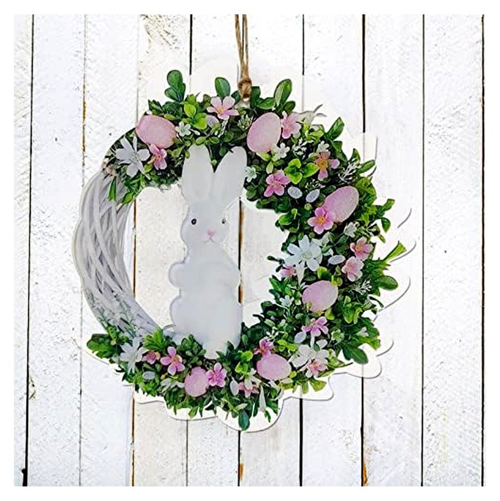 Osterblumenkranz Deko Acryl Hase Türkranz für die Haustür Willkommenskranz zum Aufhängen Simulationsgirlande Ganzjährige Türdekoration Frühl...