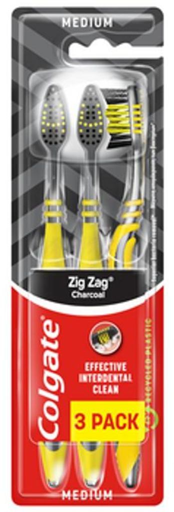 COLGATE ZIG ZAG CHARCOAL Zahnbrste, 3 Stck.