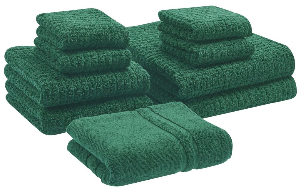 BELIANI Badehandtuch Set mit Badematte 9-teilig Grün Baumwolle Frottee Handtücher in verschiedenen Größen Badteppich Bad Ausstattung Accessories
