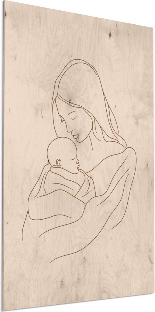 DEQORI Holzbild 60x90 cm 'Im Herzen gehalten' Bild auf Holz Wandbild Kunstdruck