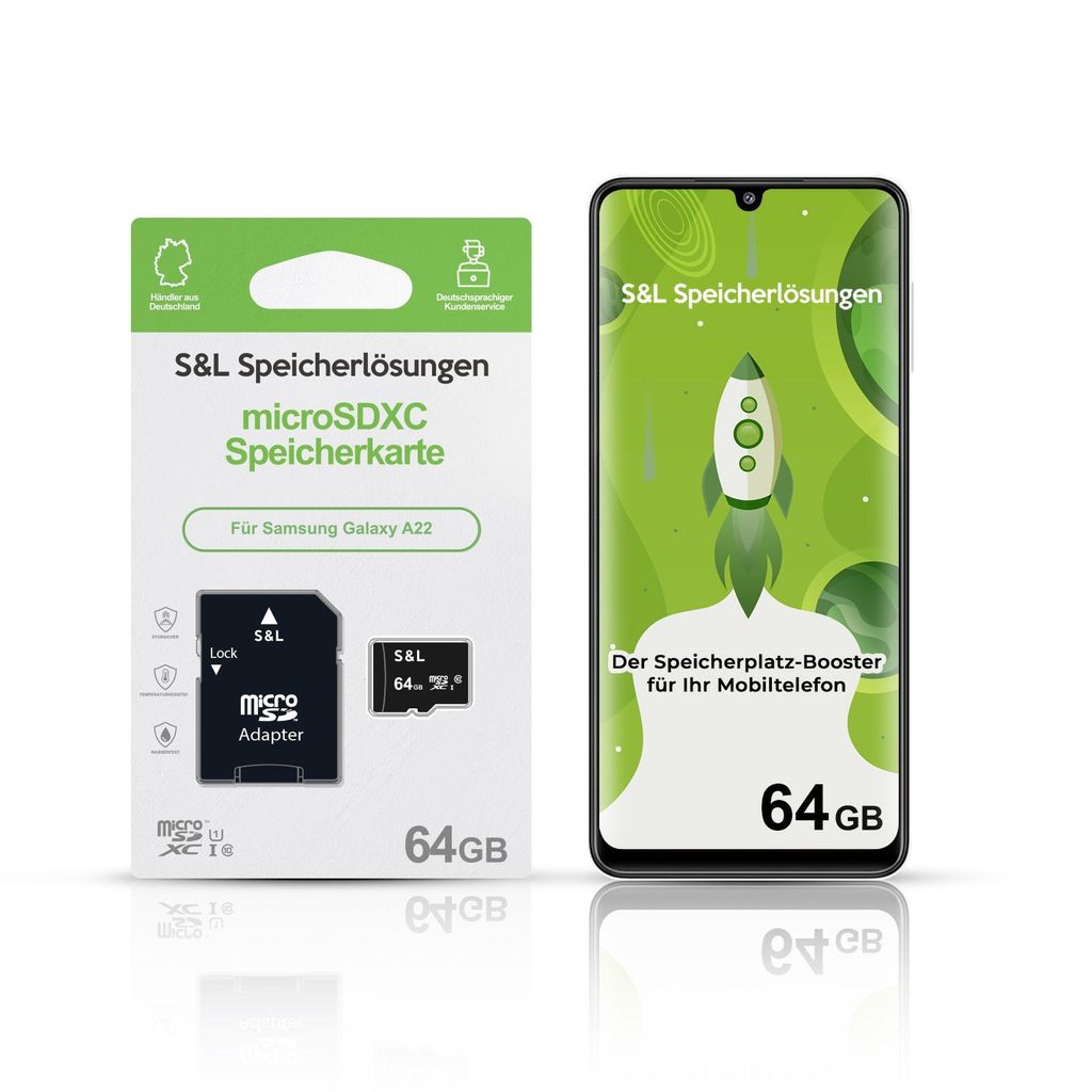 microSD Speicherkarte S&L für Samsung Galaxy A22 - Speicherkapazität: 64 GB