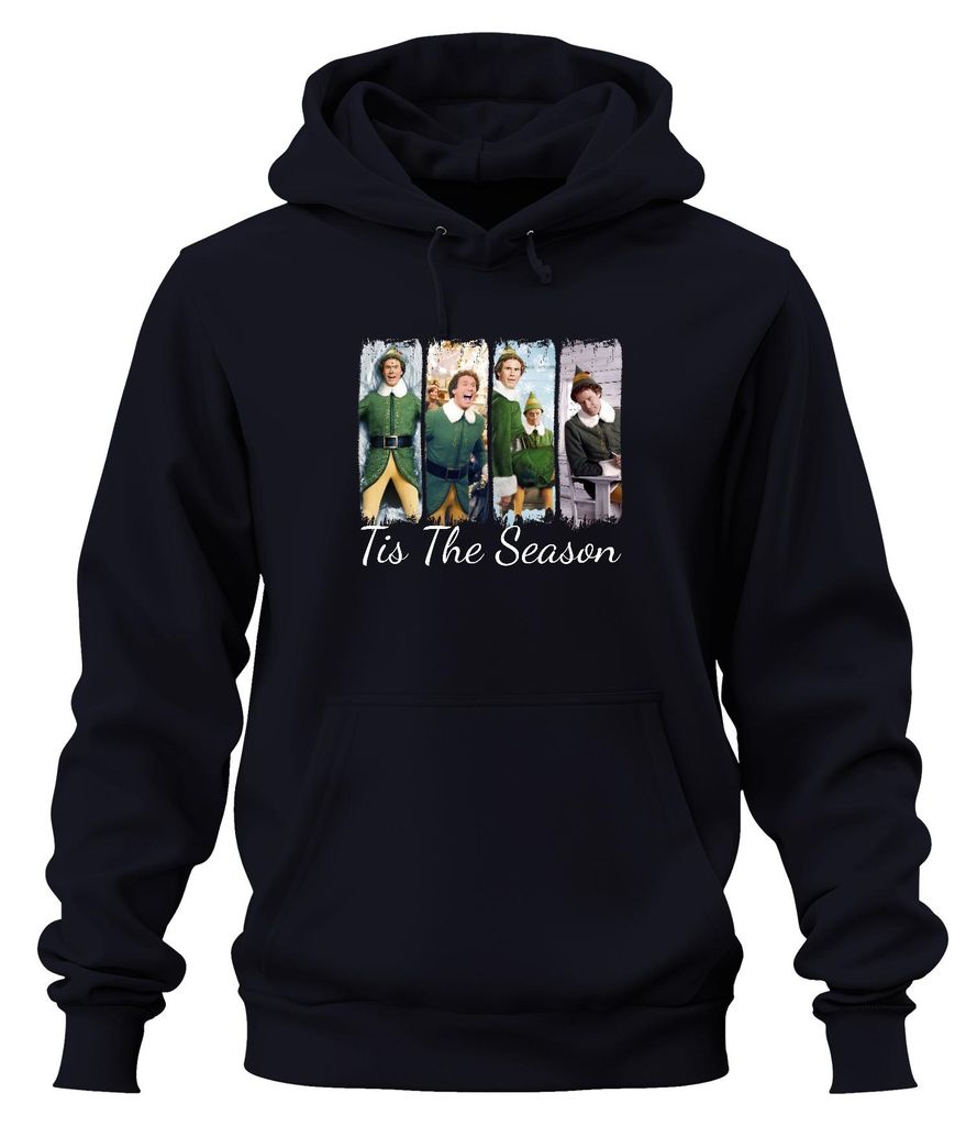 Tis The Season Buddy Elf Weihnachten lustig Geschenk Retro Film Uni Hoodie Kapuzenpullover, Navy, L