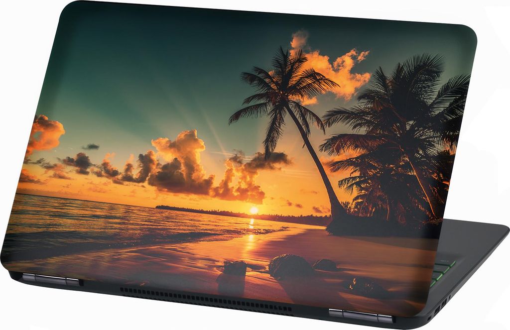 Premium Laptop Universal Folien Cover – Matt, Kratzfest & Rückstandslos entfernbar LP89 Palmenstrand 13-14 Zoll 24x34cm