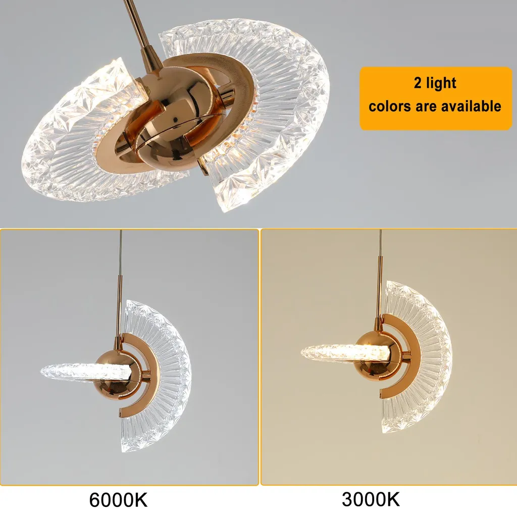 Suspension Cristal Moderne LED Blanc Chaud - Lustre Luxe pour Cuisine