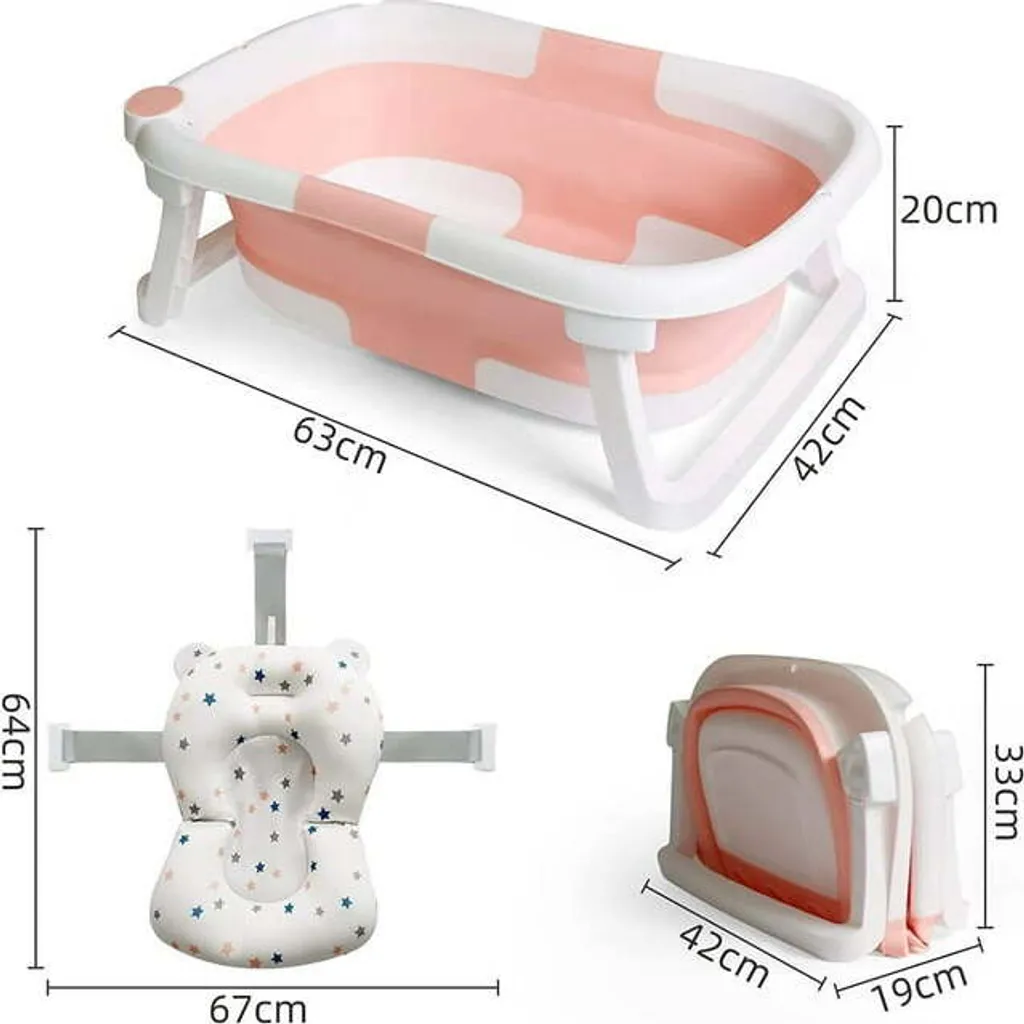 Baignoire Bébé Voyage Pliable Rose Idéale pour les Petites Salles de Bain