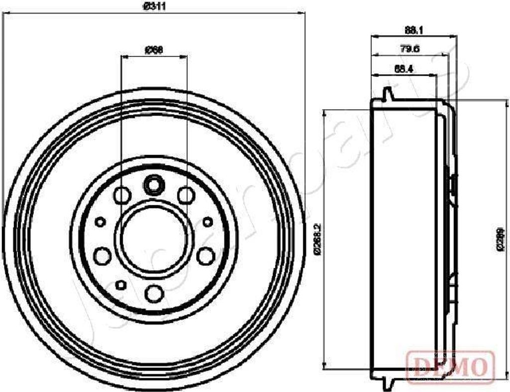 JAPANPARTS TA-0914C Bremstrommel Ø268,1mm Hinten für VW Transporter IV Bus (70B, 70C, 7DB, 7DK, 70J, 70K, 7DC, 7DJ) Transporter IV Kastenwagen