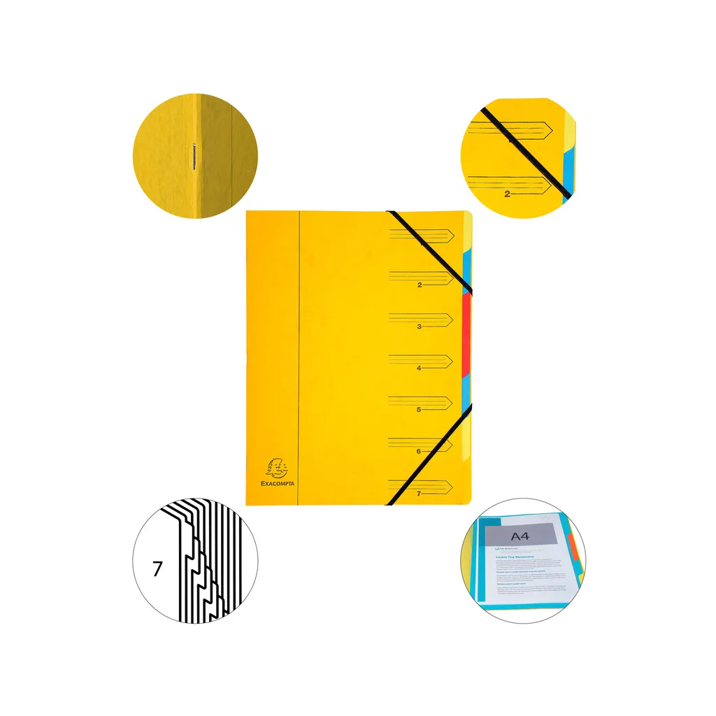 Trieur de Bureau pour Classement A4 Jaune 7 Compartiments - Pack de 12 - 5