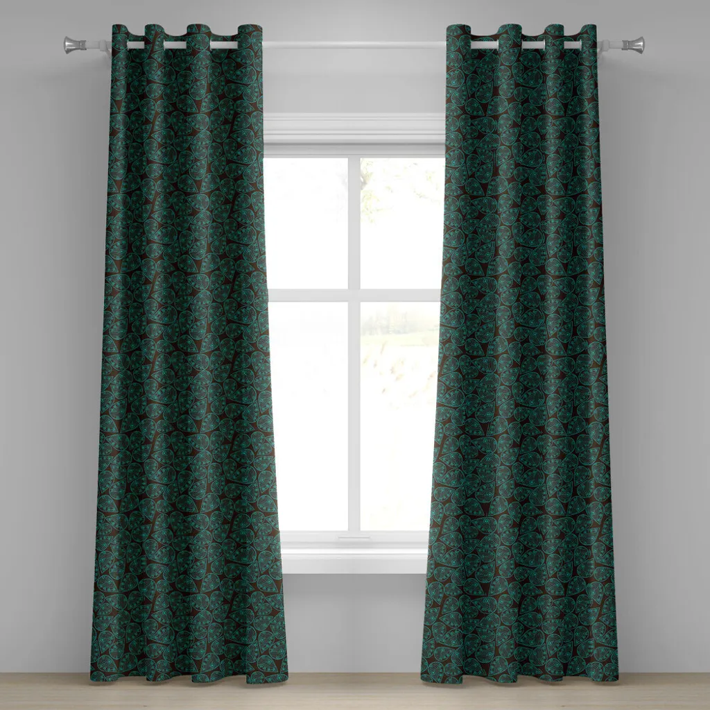 ABAKUHAUS Rideau à œillets ethnique 280x225cm motif Asie turquoise brun