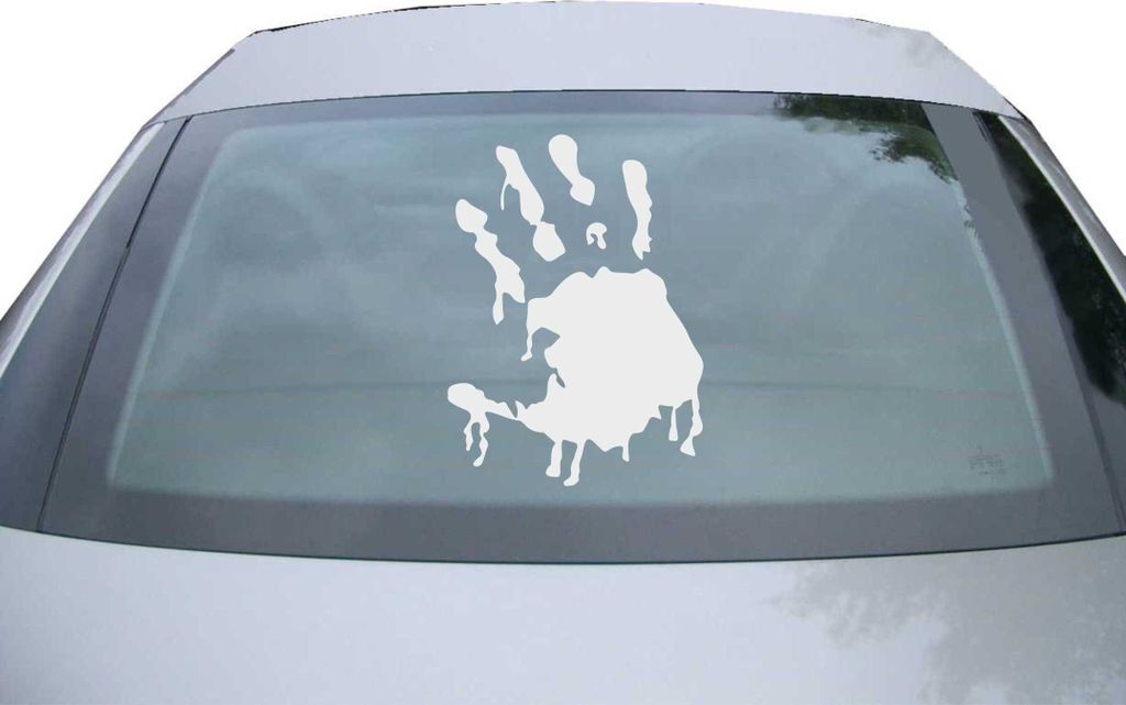 Indigos UG - Aufkleber Heckscheibe & Motorklappe DE2022 - silber - 600x436 mm - Zombie Hand - Auto Scheiben Fenster Heckklappe Tuning Racing JDM - ...