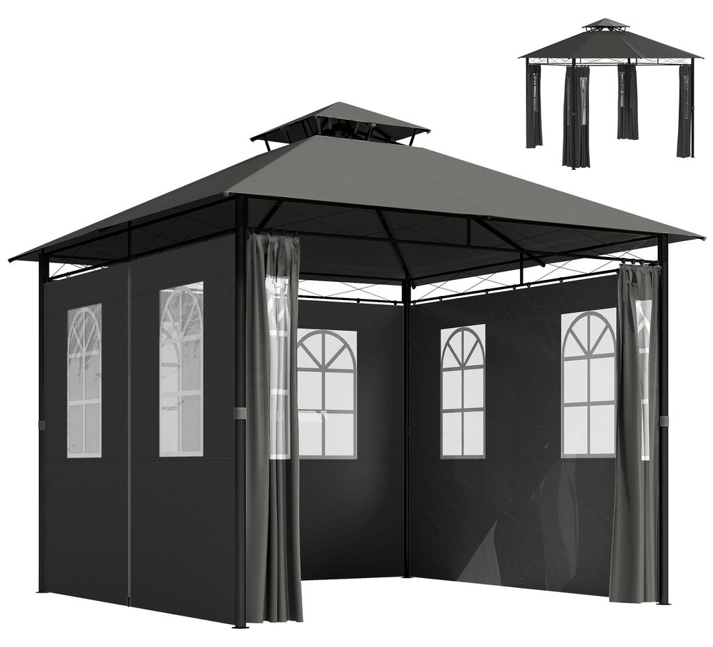 Outsunny Pavillon 3 x 3 m Gartenzelt mit Seitenwand Produktbild 