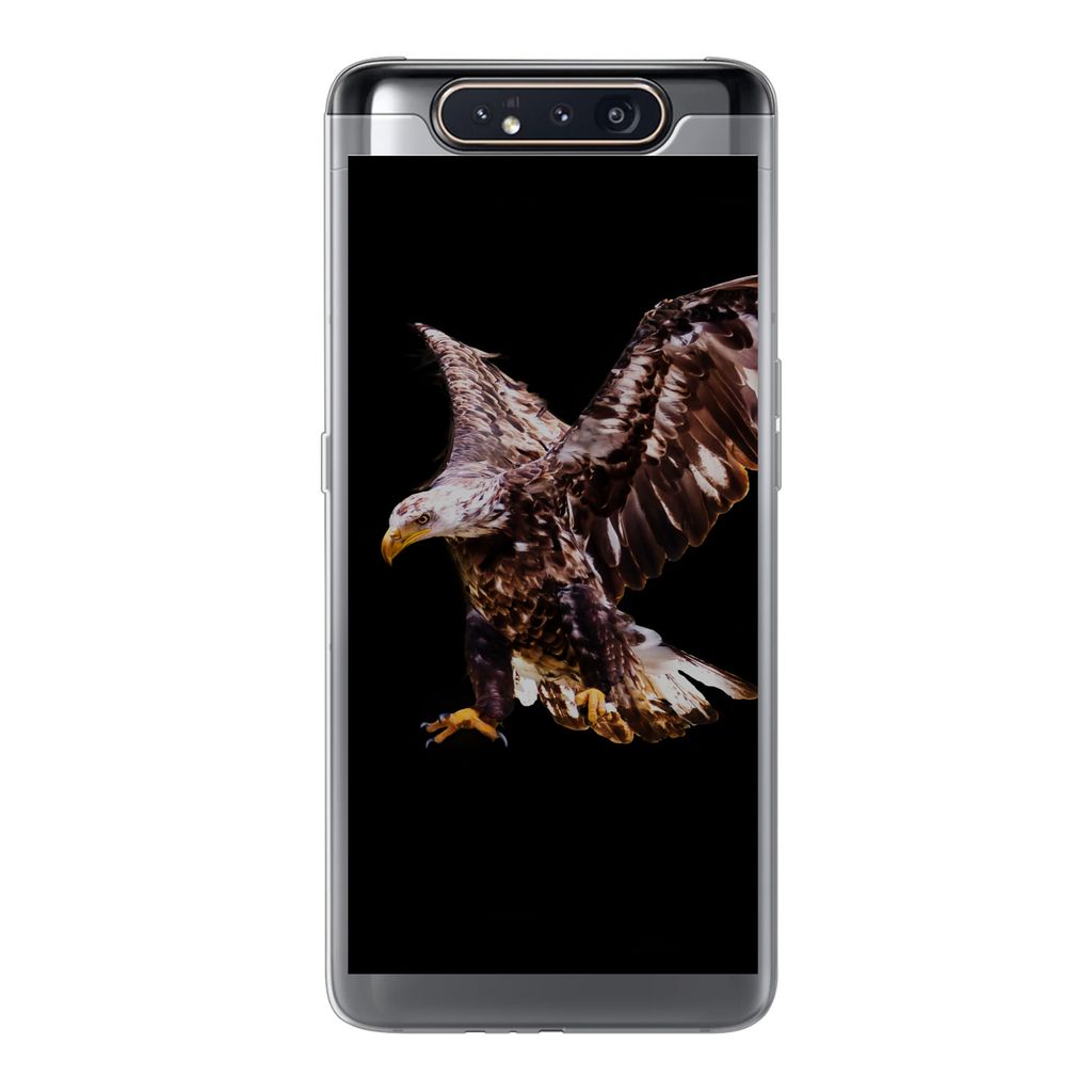 MuchoWow Handyhülle Schutzhülle Hülle für Samsung Galaxy A80 Adler - Vogel - Federn Silikon Softcase Handy Hülle - Schutzdeckel