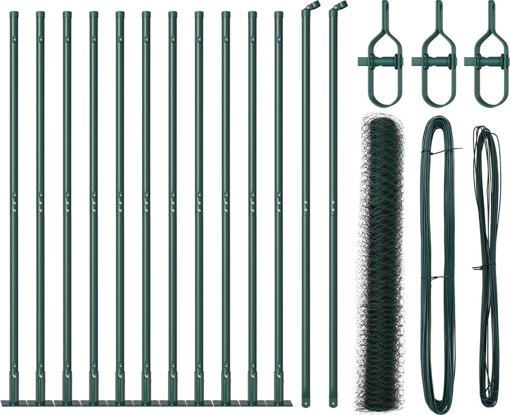 Möbel Zaun Set Set aus 2 Grün Stahl mit Pulverbeschichtung 25 x 1,2 m - Zaunzubehör Neu75354