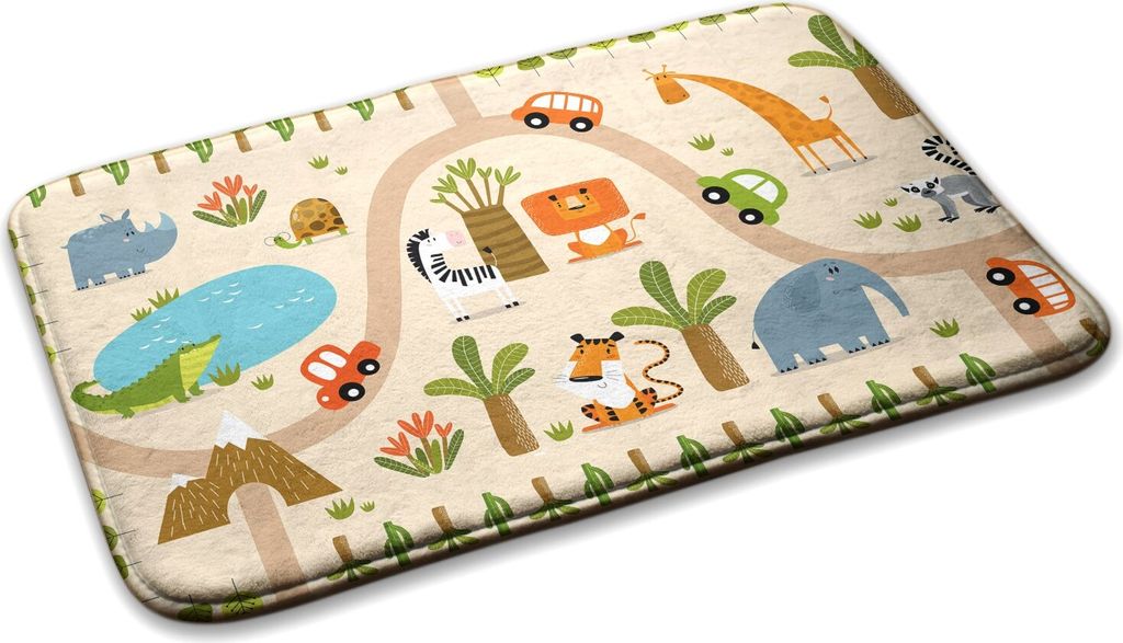 Teppich Kinderteppich Schlafzimmer Modern - 75 cm x 45 cm - Tiere Und Autos