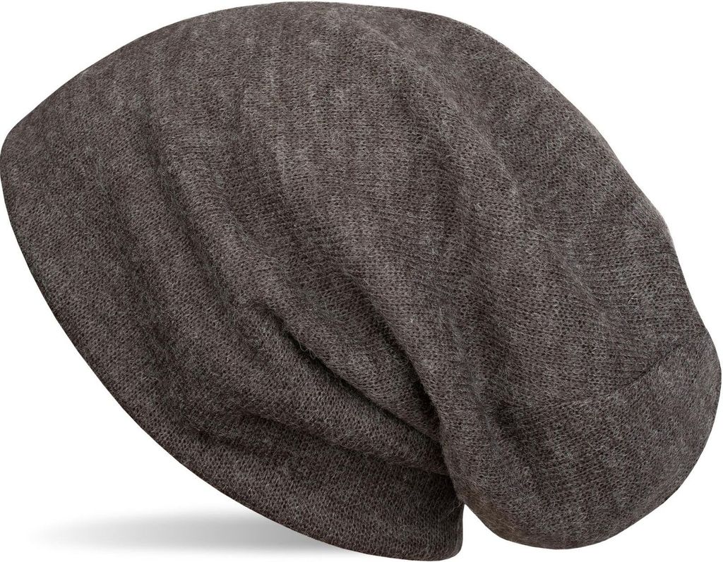 styleBREAKER weiche Feinstrick Beanie Mütze, Melange Optik, Slouch Longbeanie, Uni 04024109
