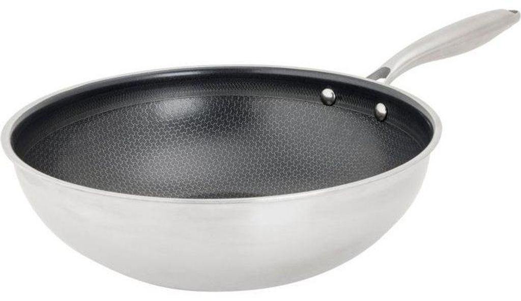 Wok – Gemütlich & Trendig – HEXAPRO – Edelstahl – Ø 24 cm – Antihaftbeschichtung – Geeignet für alle Herdarten, inklusive Induktion