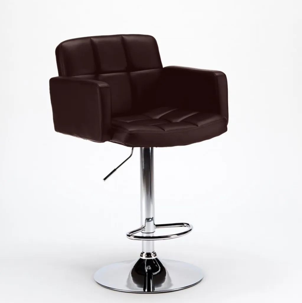 Tabouret de bar Oakland marron ergonomique avec accoudoirs anti-mal