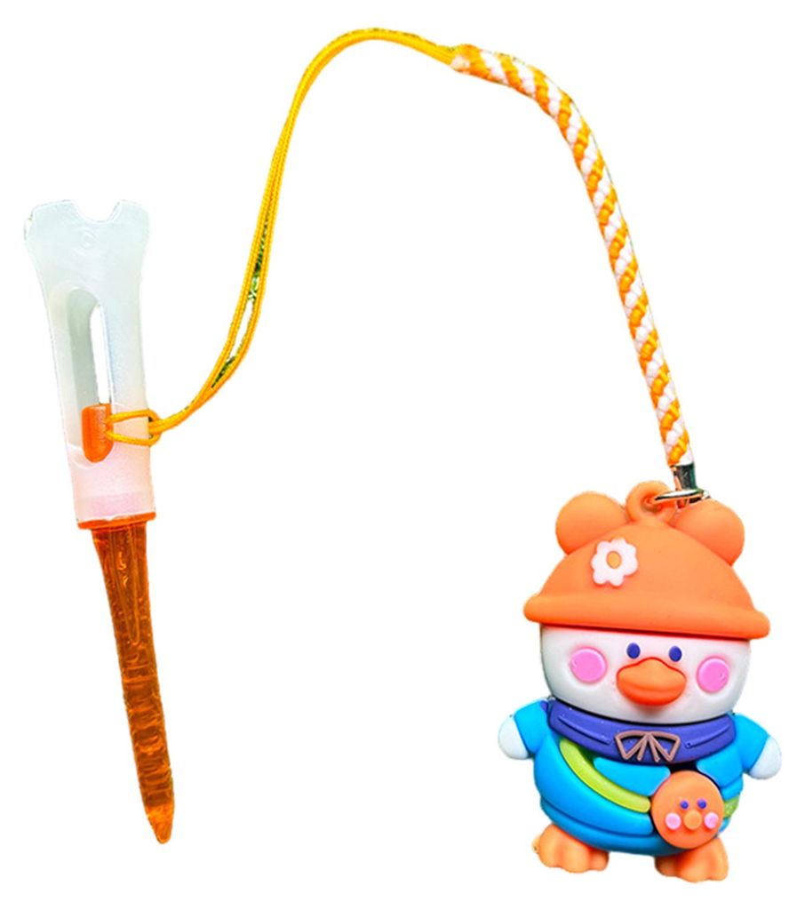 Golf-Teehalter mit Cartoon-Ente und Anti-Verlust-Seil aus transparentem PVC für gleichmäßige Abschläge – ein witziges Golf-Accessoire.