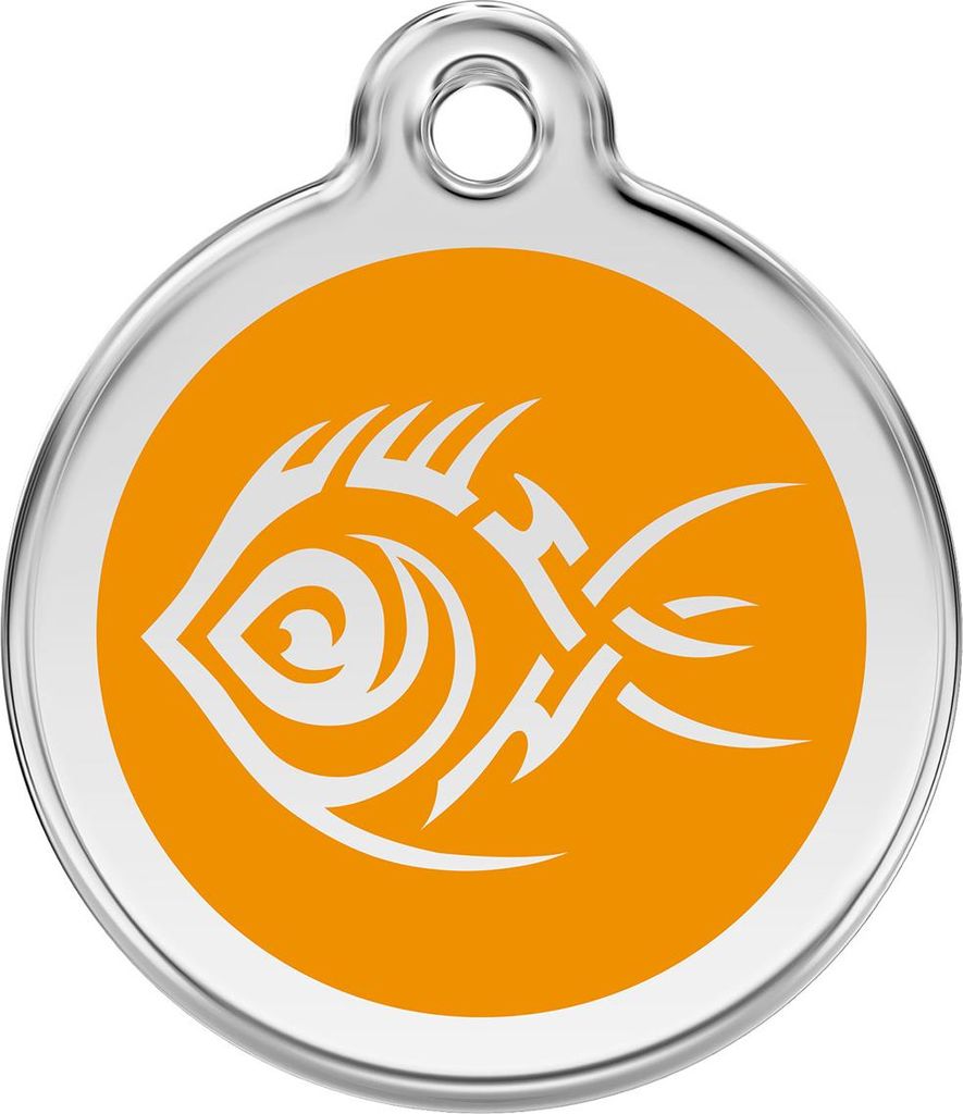 RedDingo Hundemarke mit individueller Gravur Tribal Fisch orange, Größe: M