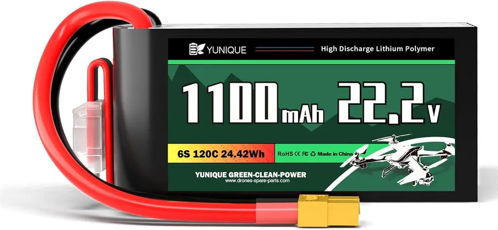 Batterie LiPo 6S 22.2V 1100mAh 120C XT60 pour Drone FPV Racing et RC