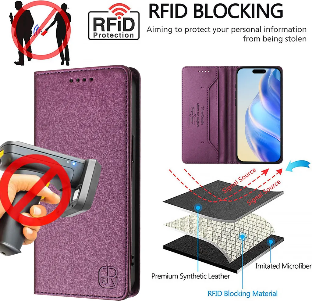 Cover Samsung J6+ Wallet Viola - Custodia Protettiva in Pelle con Stand - 5