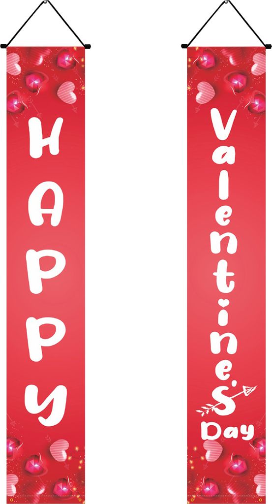 1 Paar Valentinstag Couplet Auffälliges klares Muster Tür Hängendes Banner für Zuhause Feiertagsdekoration A