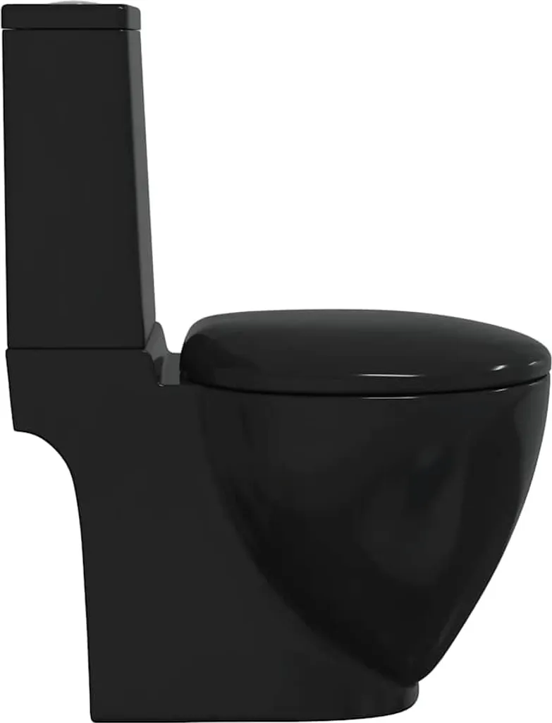 vidaXL Toilettes en céramique noire avec sortie horizontale standard