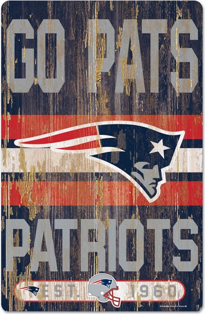 NFL New England Patriots Slogan Wood Sign Holzschild Holz 43x28cm Go Pats Go