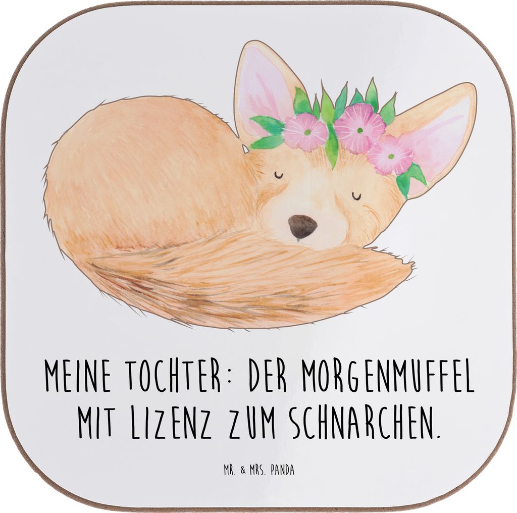Mr. & Mrs. Panda Untersetzer Tasse Tochter Morgenmuffel - Weiß - Geschenk, Holzuntersetzer, Coaster, gläseruntersetzer, Geschenke für Töchter, ...