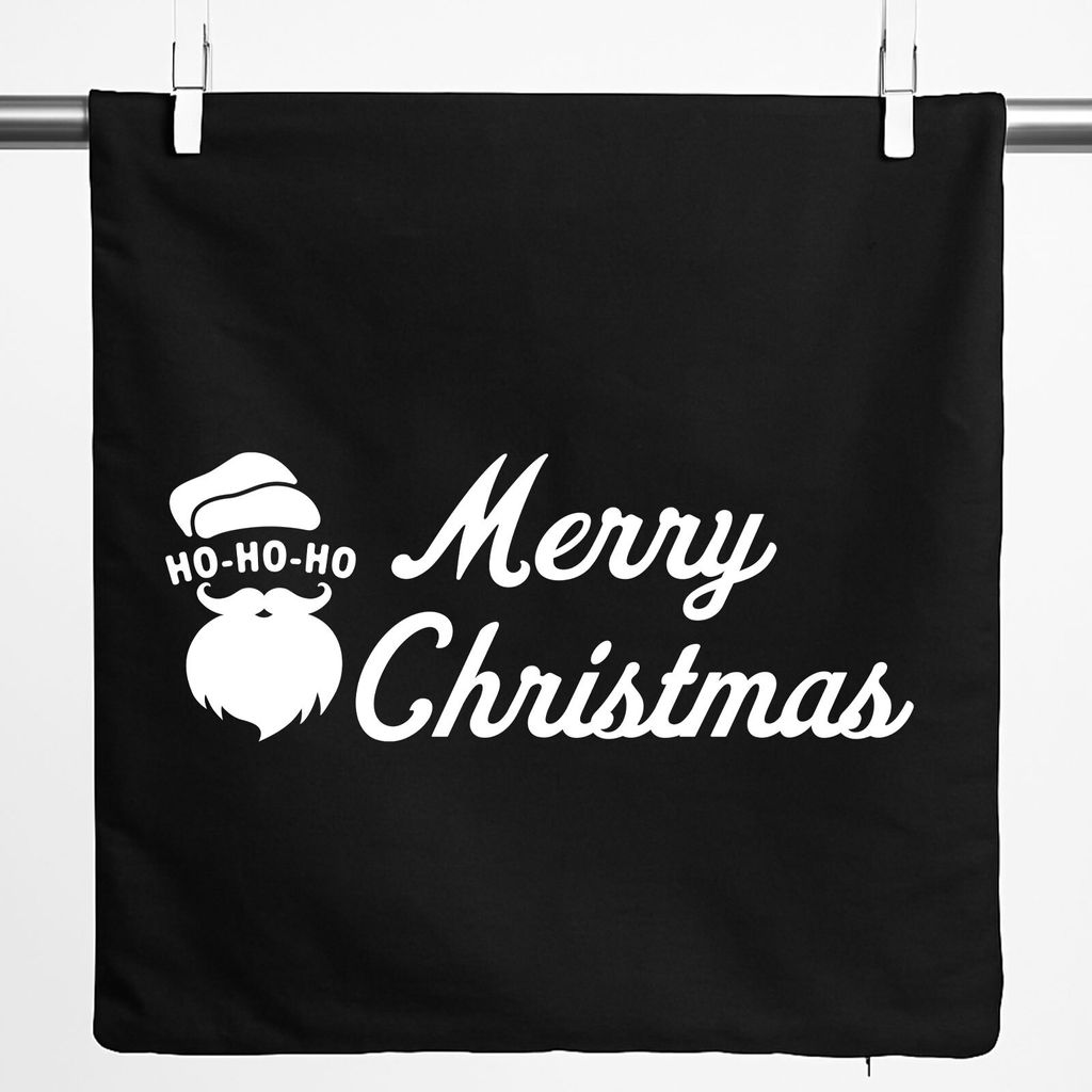Huuraa Kissenbezug Ho Ho Ho Santa Merry Christmas 40x40cm Black Baumwolle Dekokissenbezug Geschenkidee