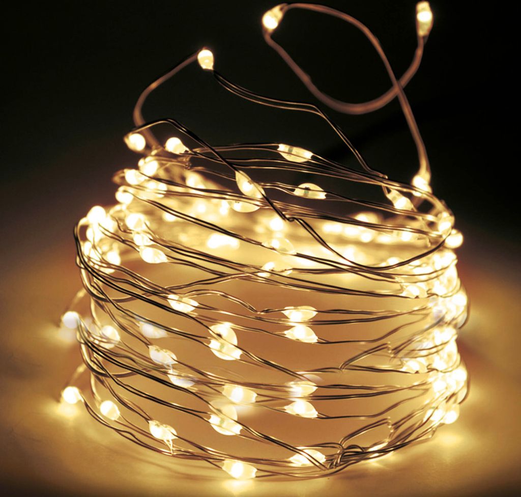 LED svetelná reťaz, strieborný drôt, 80 LED, teplá biela, Obrázok produktu 