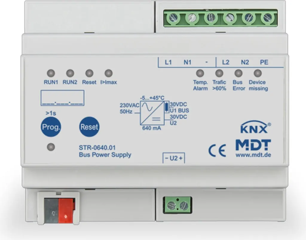 Alimentation redondante KNX 640 mA MDT avec surveillance de ligne
