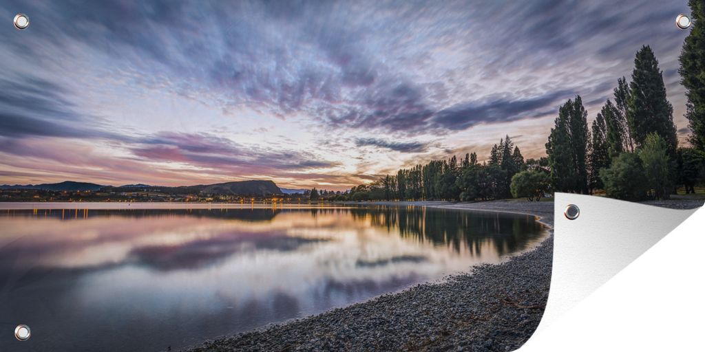 MuchoWow 160x80 cm Outdoor-Poster Gartendeko Sichtschutz Garten Poster für den Garten See - Stein - Baum