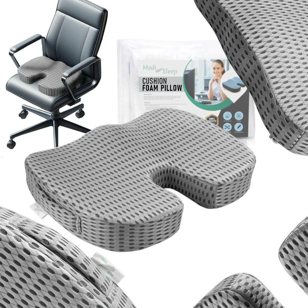 Orthopädisches Sitzkissen aus Memory-Schaum - Grau - Ergonomisches Kissen für Sessel, Autositz, Stuhl - Erhöht Sitzkomfort & Entlastet den Rücken