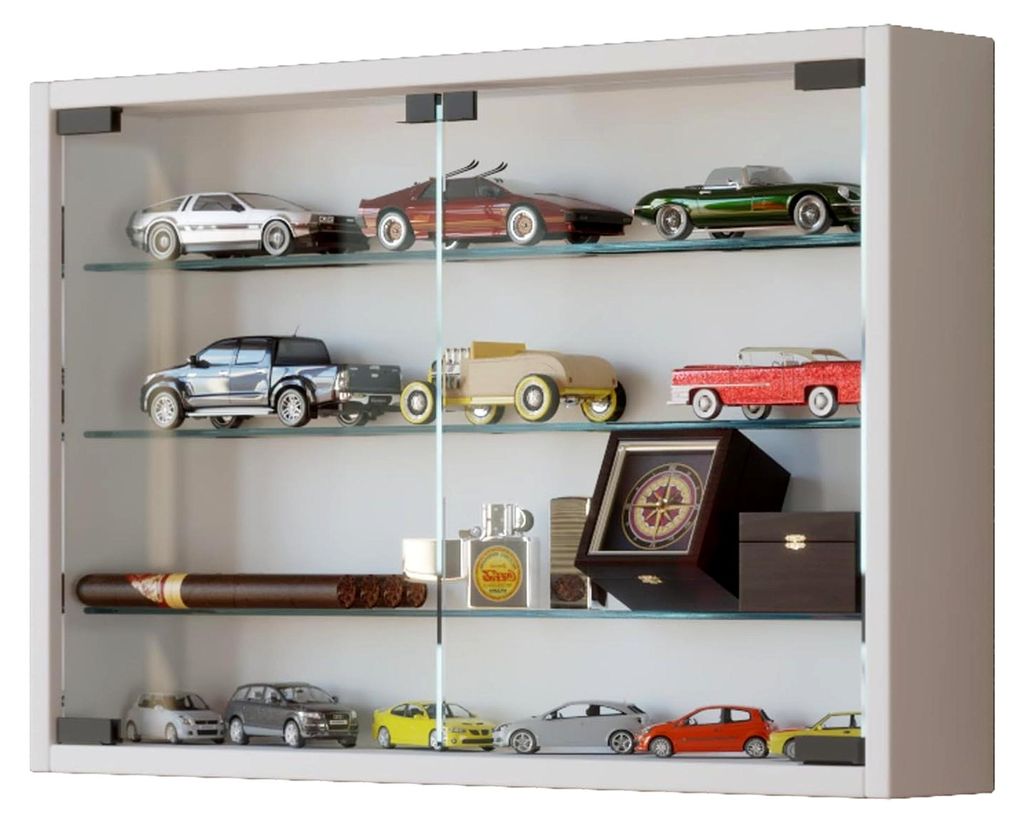 Wandvitrine Sammlervitrine Hängeregal Schaukasten Holz Weiß 40x60x10 cm