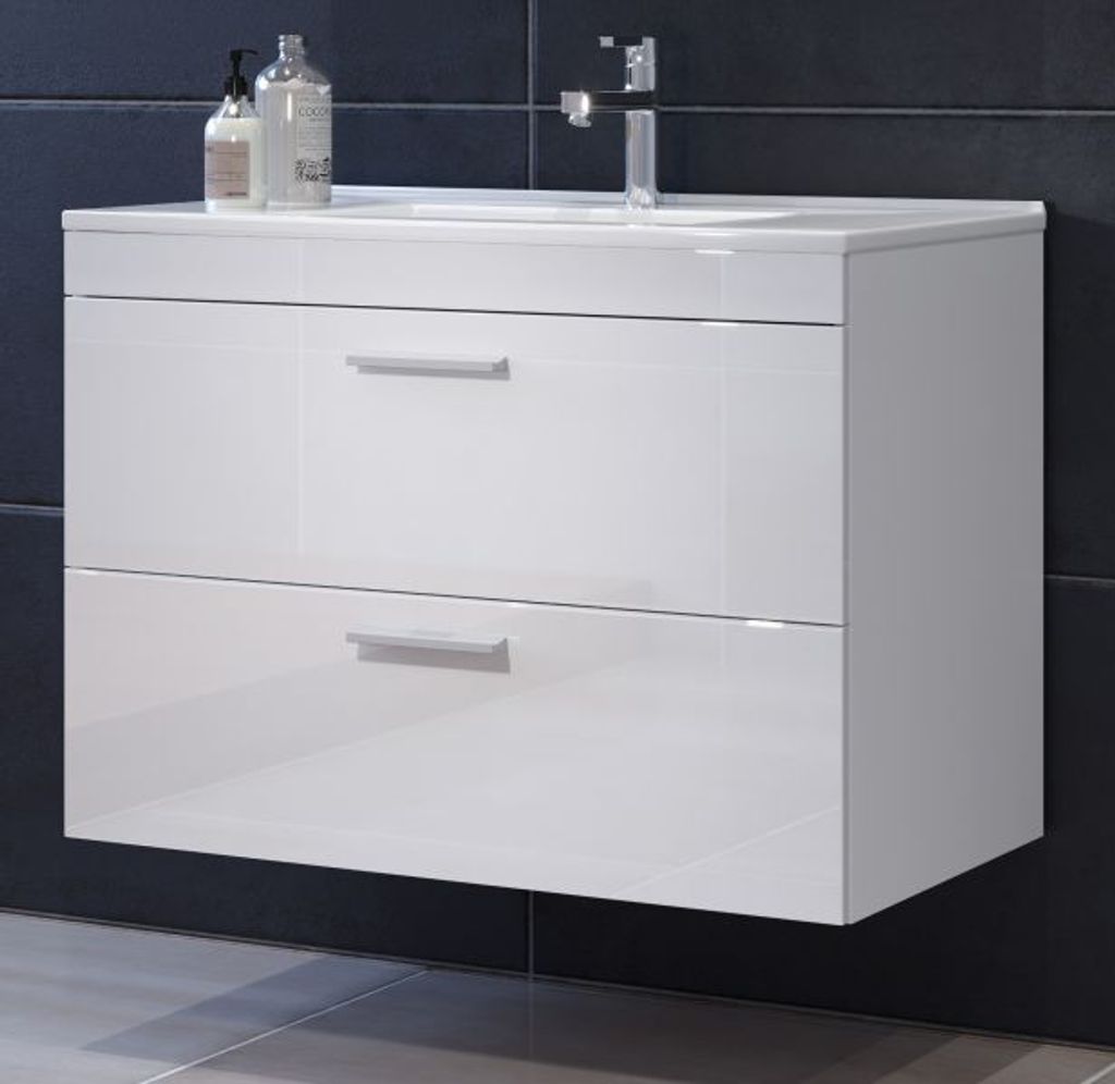Set de lavabos Meuble sous-lavabo et lavabo en blanc Image du produit 