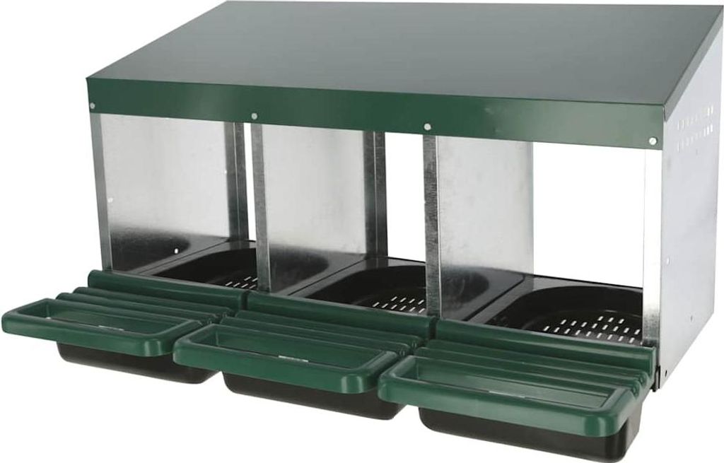 Kerbl Hühner-Legenest mit 3 Abteilen Kunststoff Grün