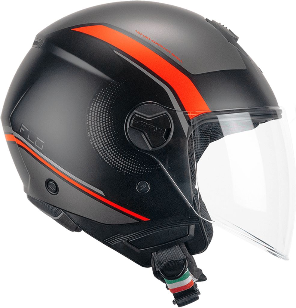 Jet Helm CGM 167M FLO Dot Schwarz Orange Fluo Matt Langes Visier größe S