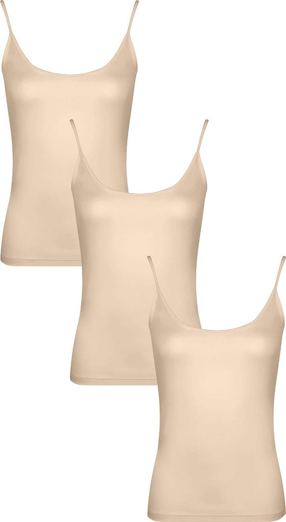 BASIC MAX Spaghetti-Tanktop 3er Pack Beige L Maxte