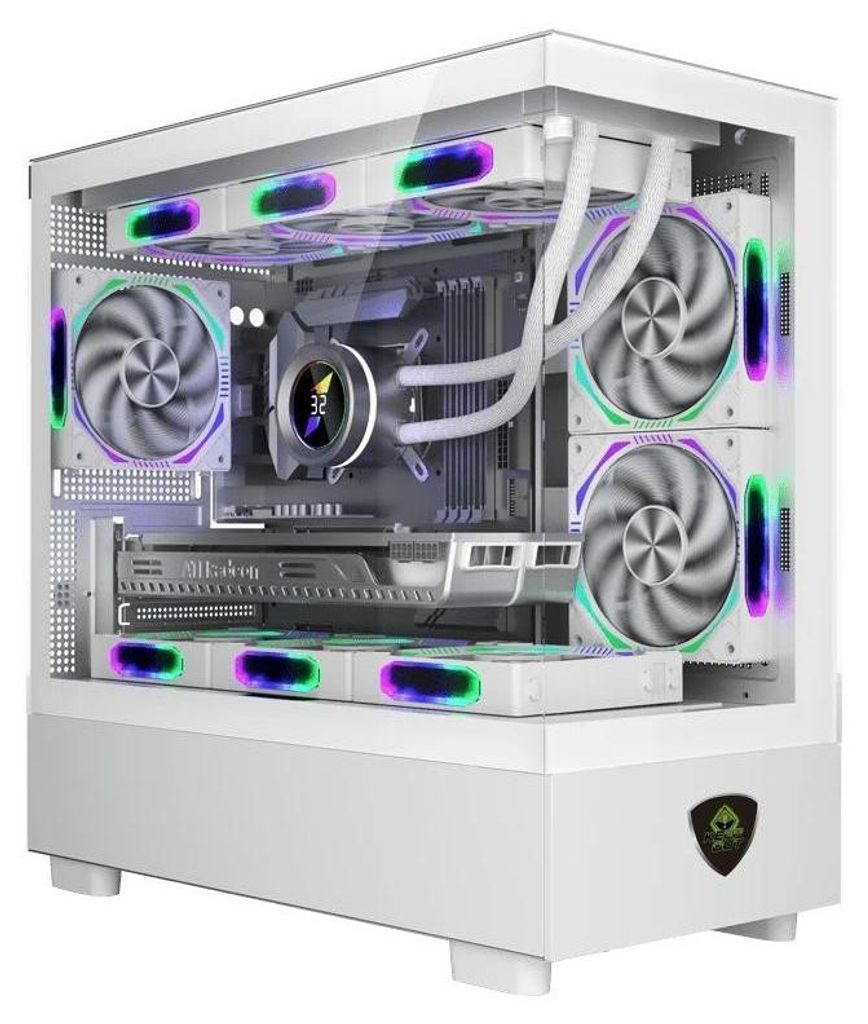 KeepOut XC-301W GLASS, PC, Weiß, micro ATX, Micro-ITX, Stahl, Gehärtetes Glas, SPCC, Gaming, Bernstein, Blau, Grün, Rot