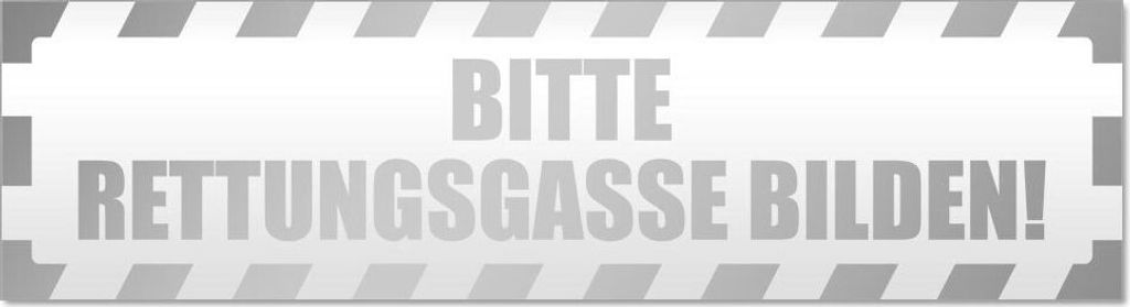 Kiwistar Bitte Rettungsgasse gestreift Magnetschild Schild magnetisch - 30cm Silber - Magnetfolie für Auto PKW Kfz