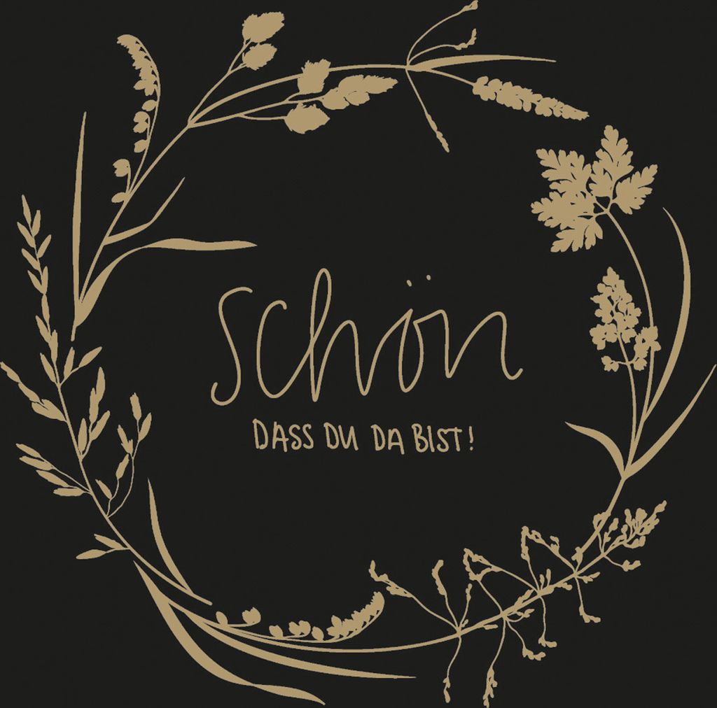 Softpoint Serviette - Schön, dass du da bist! - in Schwarz, 24 x 24 cm, 100 Stück - Mank