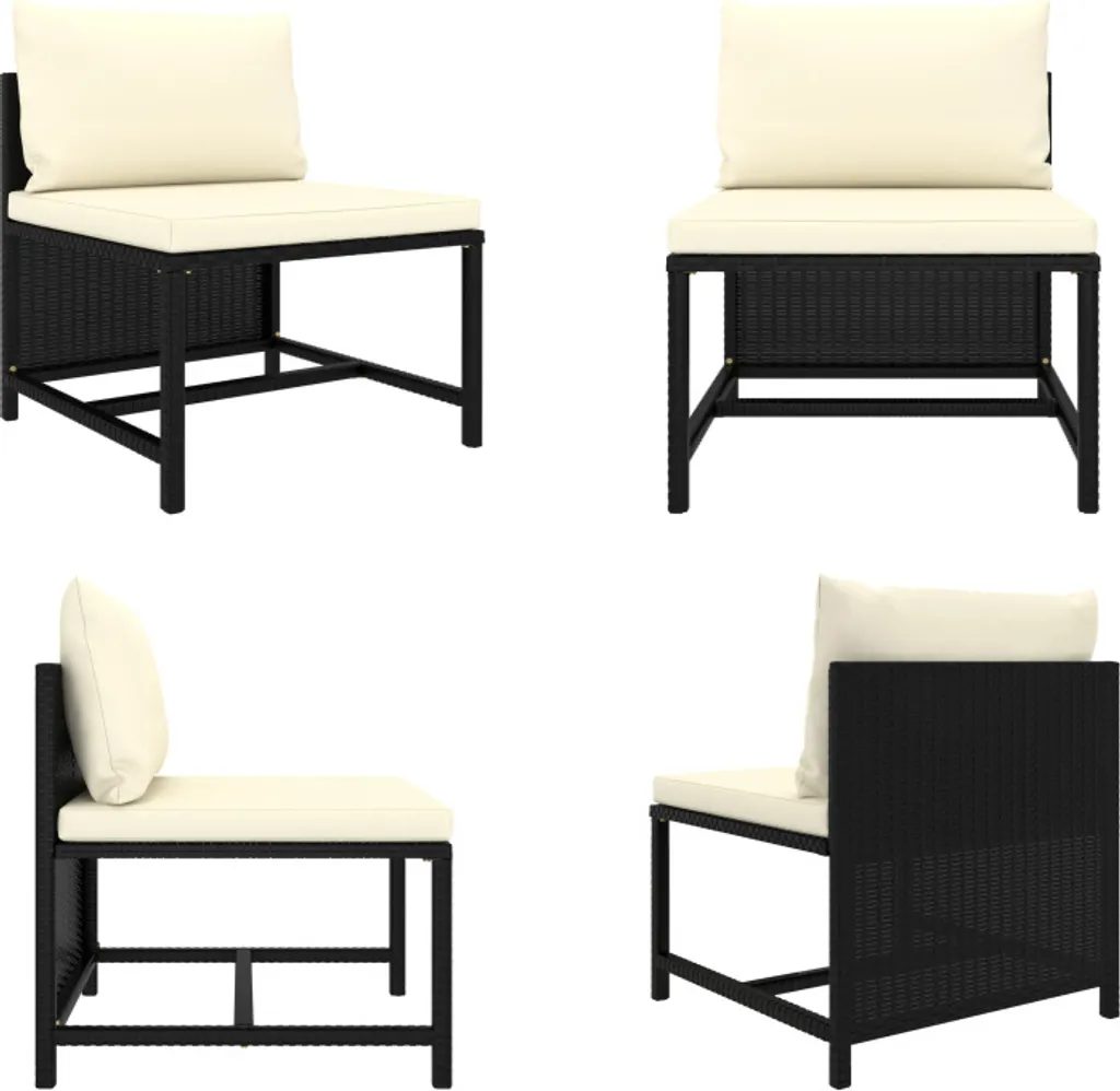 Divano Centrale vidaXL Nero: Polyrattan Robusto per Relax Outdoor
